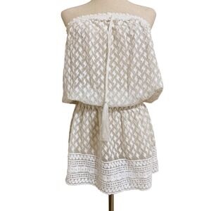 Melissa Odabash Strapless Cover Up Dress Small Womens White Embroidered Tassel